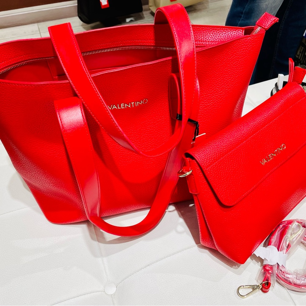 Valentino Red new with tags tote and clutch, shoulder strap bag, with dust bag